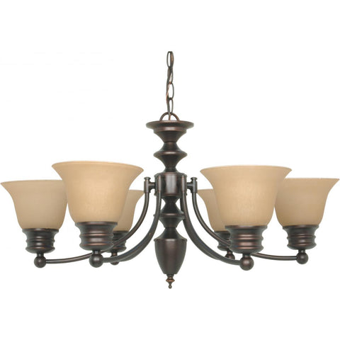 Empire 6 Light 26" Chandelier with Champagne Linen Washed Glass Ceiling Nuvo Lighting 