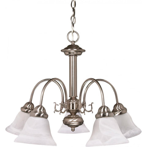 Ballerina 5 Light 24" Chandelier with Alabaster Glass Bell Shades Ceiling Nuvo Lighting 