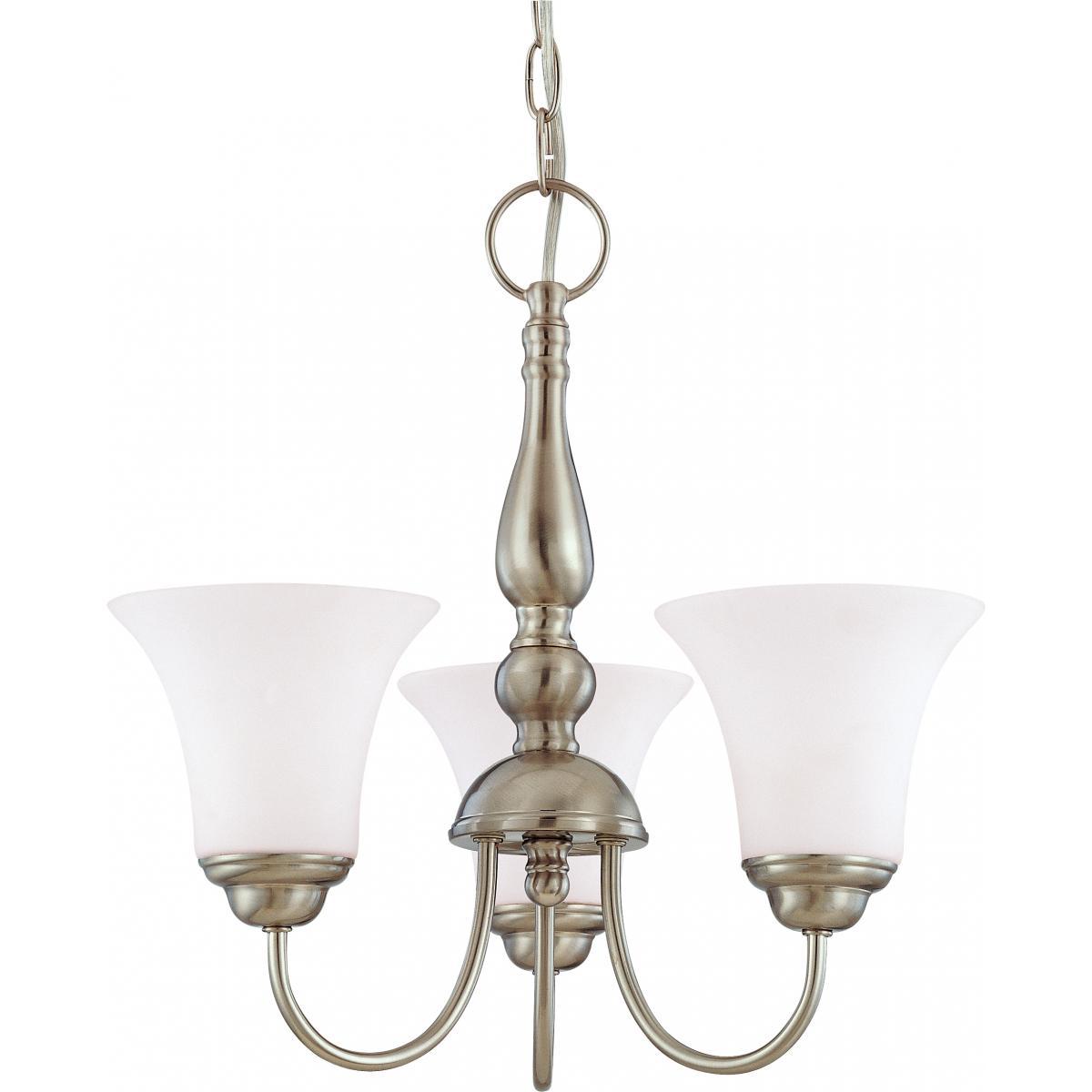 Dupont 3 light 16" Chandelier with Satin White Glass Ceiling Nuvo Lighting 