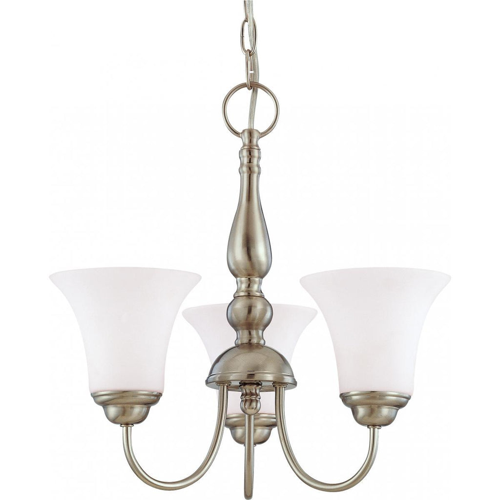 Dupont 3 light 16" Chandelier with Satin White Glass Ceiling Nuvo Lighting 