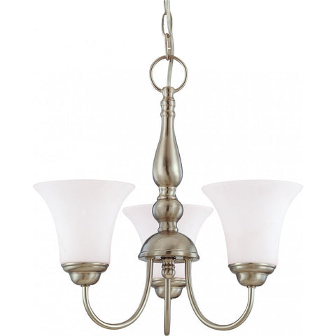 Dupont 3 light 16" Chandelier with Satin White Glass Ceiling Nuvo Lighting 