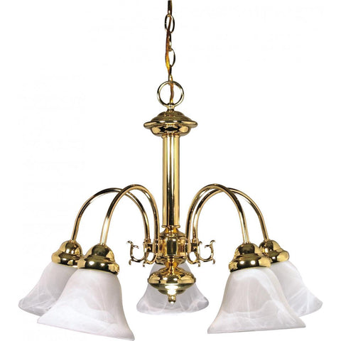 Ballerina 5 Light 24" Chandelier with Alabaster Glass Bell Shades Ceiling Nuvo Lighting 