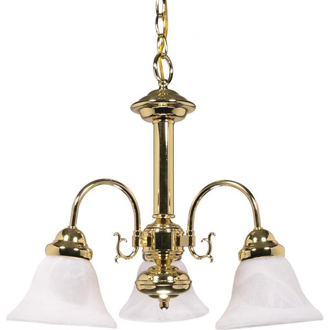 Ballerina 20" Polished Brass Chandelier with Alabaster Glass Bell Shades Ceiling Nuvo Lighting 