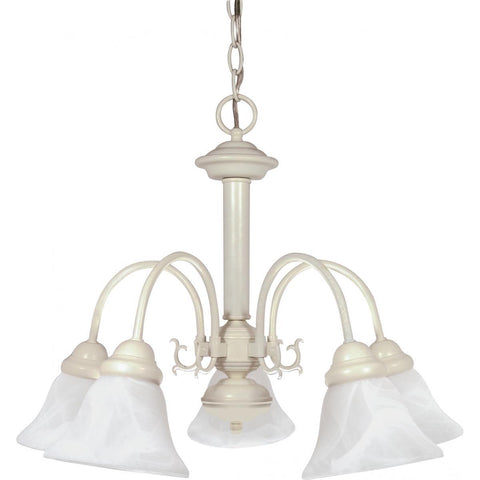 Ballerina 5 Light 24" Chandelier with Alabaster Glass Bell Shades Ceiling Nuvo Lighting 