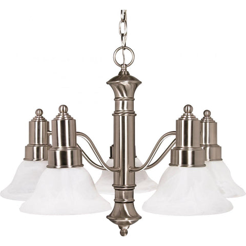 Gotham 5 Light 25" Chandelier with Alabaster Glass Bell Shades Ceiling Nuvo Lighting 