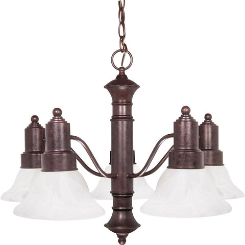 Gotham 5 Light 25" Chandelier with Alabaster Glass Bell Shades Ceiling Nuvo Lighting 