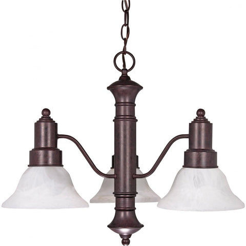 Gotham 3 Light 23" Chandelier with Alabaster Glass Bell Shades Ceiling Nuvo Lighting 