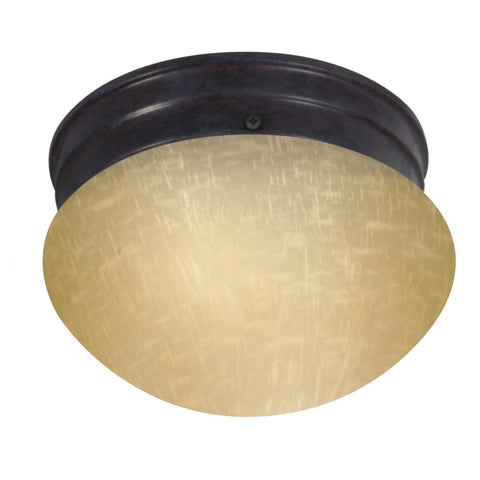 6" Mushroom Mahogany Bronze Champagne Linen Glass Incandescent Ceiling Nuvo Lighting 
