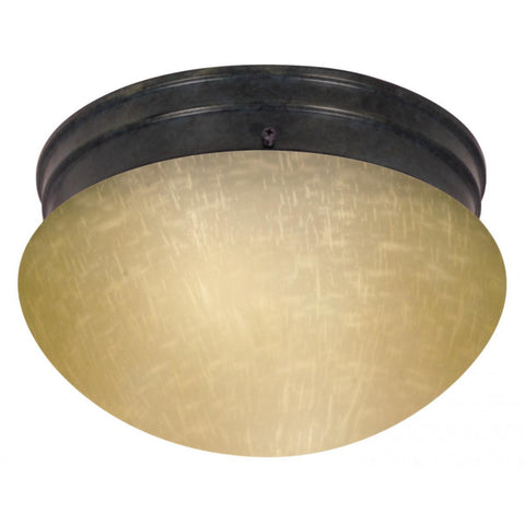 8" Mushroom Mahogany Bronze Champagne Linen Glass Incandescent Ceiling Nuvo Lighting 