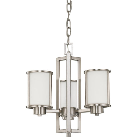 Odeon 3 Light (Convertible up/down) Chandelier with Satin White Glass Ceiling Nuvo Lighting 