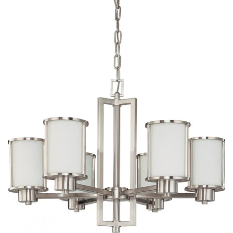Odeon 6 Light (Convertible up/down) Chandelier with Satin White Glass Ceiling Nuvo Lighting 