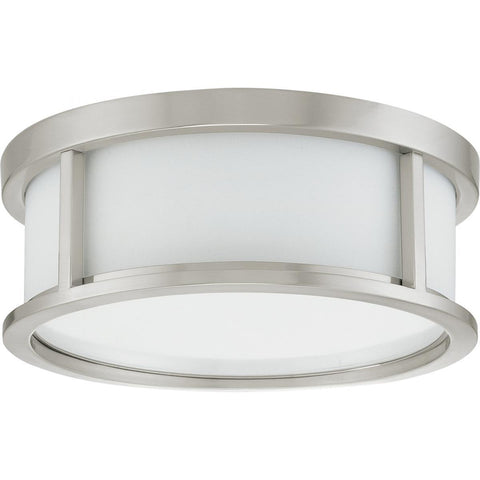 Odeon 2 Light 13" Flush Dome with Satin White Glass Ceiling Nuvo Lighting 
