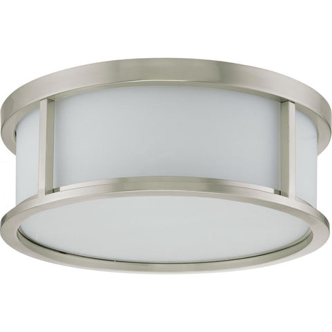 Odeon 3 Light 15" Flush Dome with Satin White Glass Ceiling Nuvo Lighting 