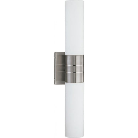 Link 2 Light (Vertical) Tube Wall Sconce with White Glass Wall Nuvo Lighting 