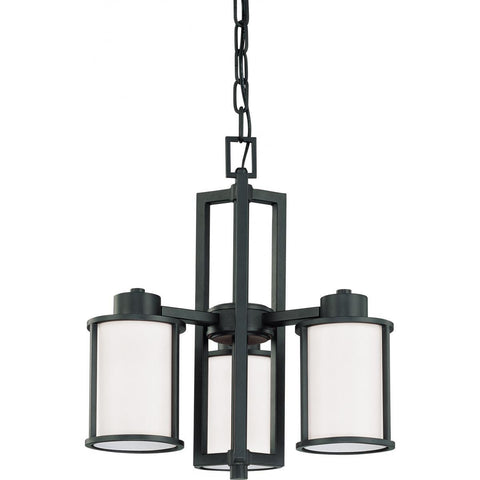 Odeon 3 Light (Convertible up/down) Chandelier with Satin White Glass Ceiling Nuvo Lighting 