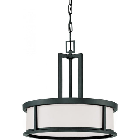 Odeon 4 Light Pendant with Satin White Glass Ceiling Nuvo Lighting 