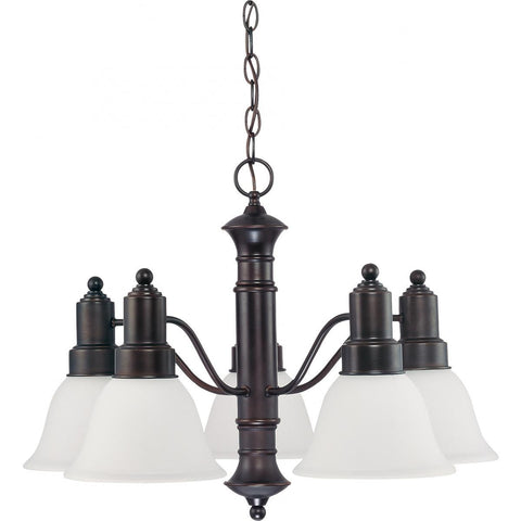 Gotham 5 Light 25" Chandelier with Frosted White Glass Ceiling Nuvo Lighting 