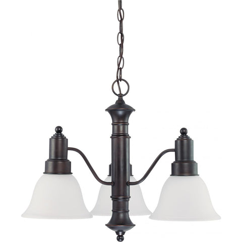 Gotham 3 Light 23" Chandelier with Frosted White Glass Ceiling Nuvo Lighting 