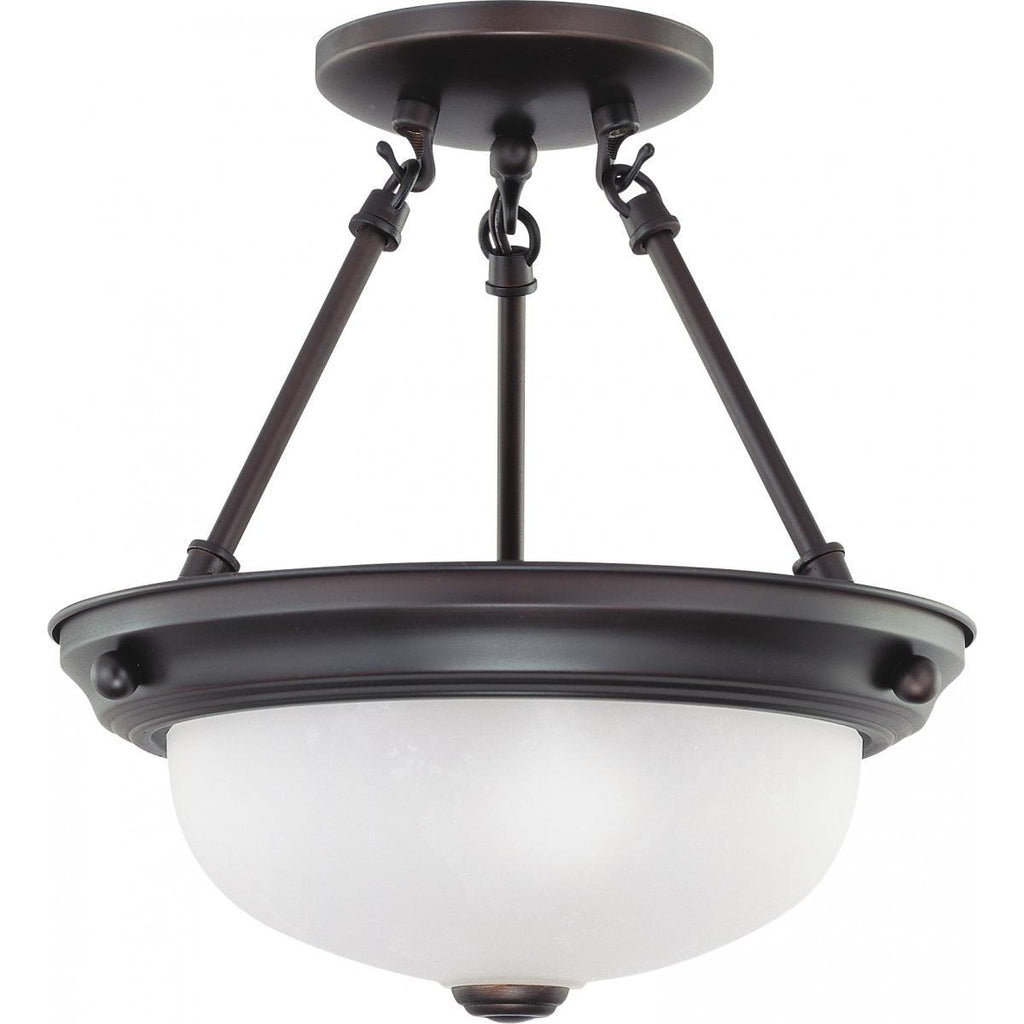 2 Light 11" Semi-Flush with Frosted White Glass Ceiling Nuvo Lighting 