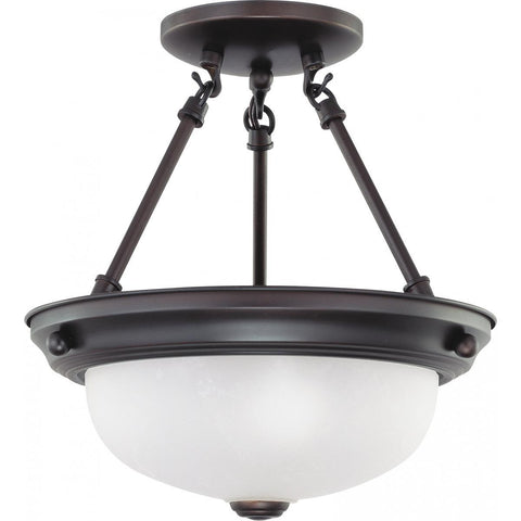 2 Light 11" Semi-Flush with Frosted White Glass Ceiling Nuvo Lighting 