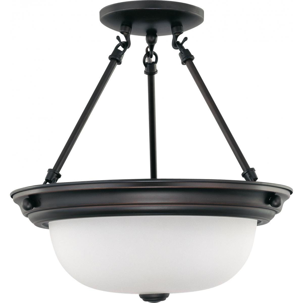 Bronze 13" Semi-Flush with Frosted White Glass Ceiling Nuvo Lighting Bronze 