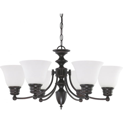 Empire 6 Light 26" Chandelier with Frosted White Glass Ceiling Nuvo Lighting 