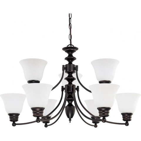 Empire 9 Light 32" Chandelier with Frosted White Glass Ceiling Nuvo Lighting 
