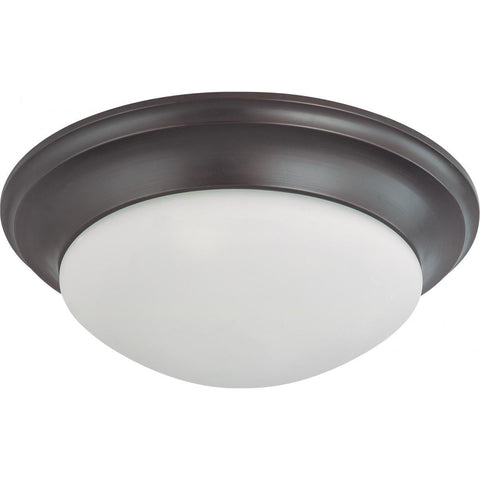 17" Bronze Flush Mount with Frosted White Glass