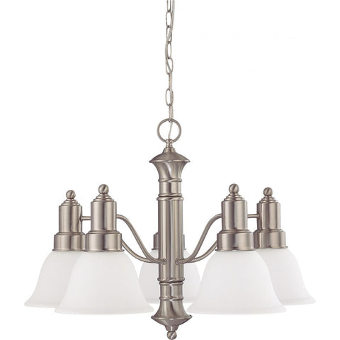 Gotham 5 Light 25" Chandelier with Frosted White Glass Ceiling Nuvo Lighting 
