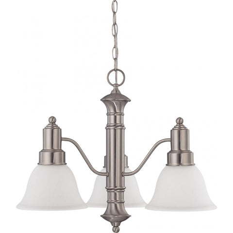 Gotham 3 Light 23" Chandelier with Frosted White Glass Ceiling Nuvo Lighting 