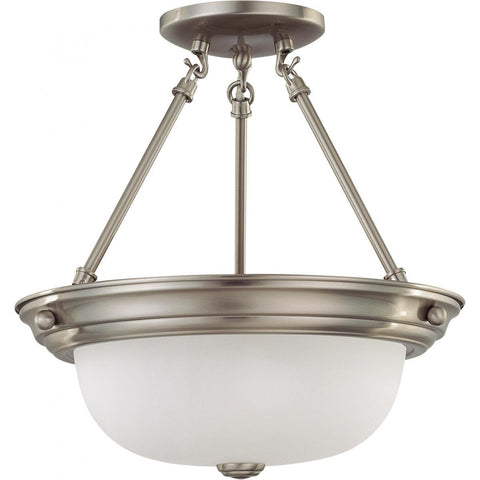 2 Light 13" Semi-Flush with Frosted White Glass Ceiling Nuvo Lighting 