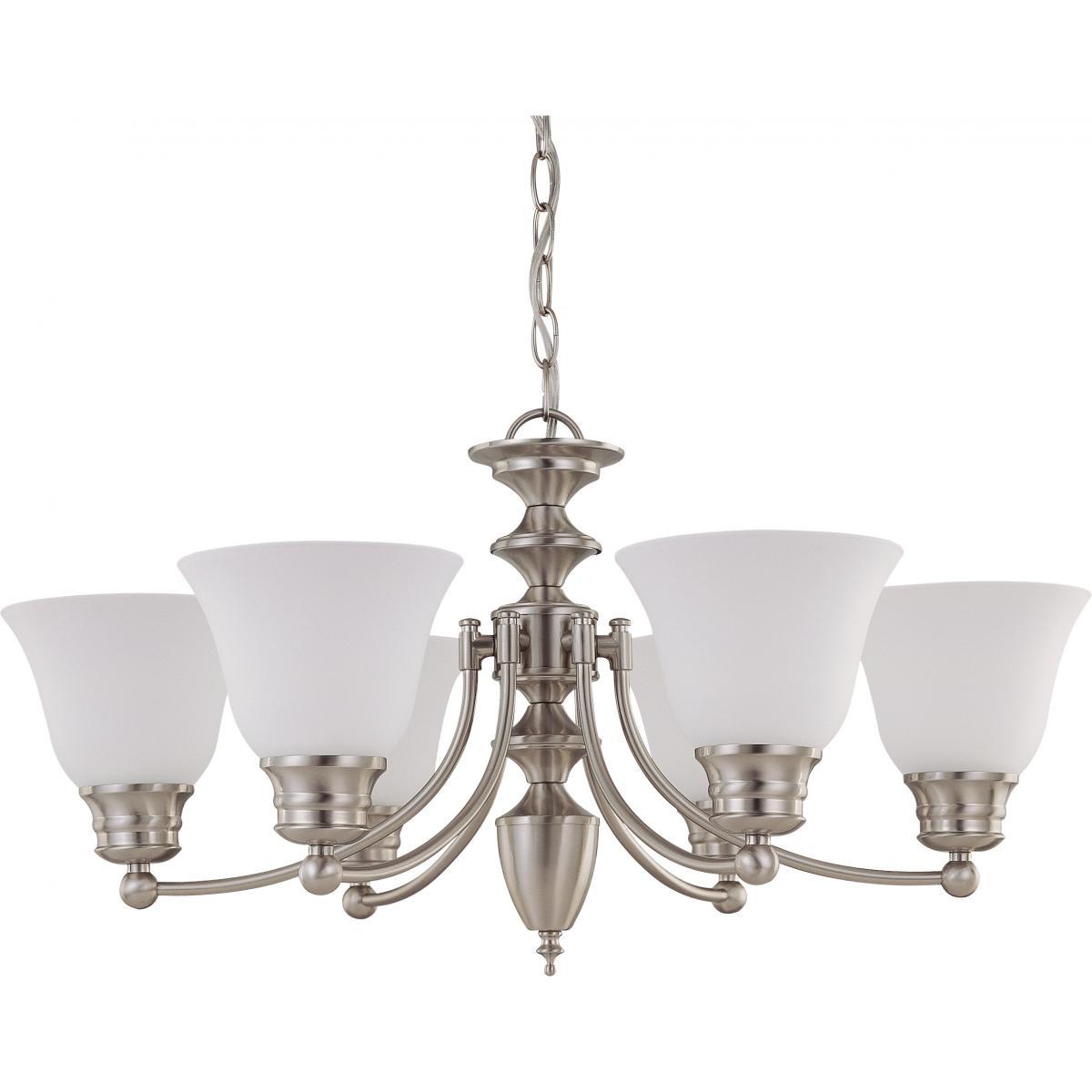 Empire 6 Light 26" Chandelier with Frosted White Glass Ceiling Nuvo Lighting 