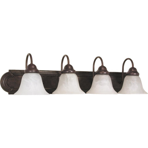 Ballerina 4 Light 30" Vanity with Alabaster Glass Bell Shades Wall Nuvo Lighting 