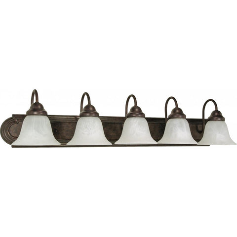 Ballerina 5 Light 36" Vanity with Alabaster Glass Bell Shades Wall Nuvo Lighting 