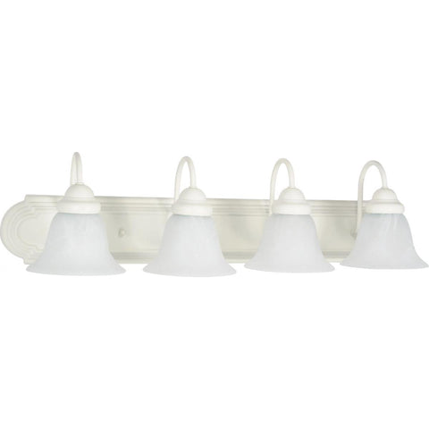 Ballerina 4 Light 30" Vanity with Alabaster Glass Bell Shades Ceiling Nuvo Lighting 