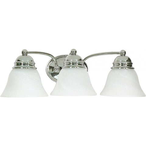 Empire 3 Light 21" Vanity with Alabaster Glass Bell Shades Wall Nuvo Lighting 