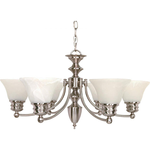 Empire 6 Light 26" Chandelier with Alabaster Glass Bell Shades Ceiling Nuvo Lighting 