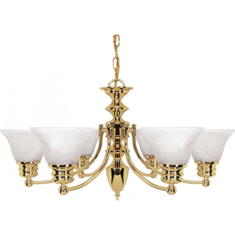 Empire 6 Light 26" Chandelier with Alabaster Glass Bell Shades Ceiling Nuvo Lighting 