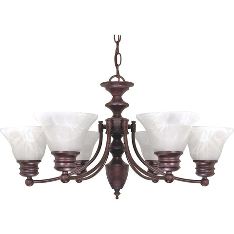 Empire 6 Light 26" Chandelier with Alabaster Glass Bell Shades Ceiling Nuvo Lighting 