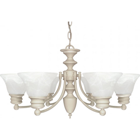 Empire 6 Light 26" Chandelier with Alabaster Glass Bell Shades Ceiling Nuvo Lighting 