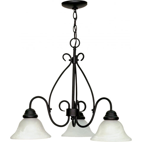 Castillo 3 Light 26" Chandelier with Alabaster Swirl Glass Ceiling Nuvo Lighting 
