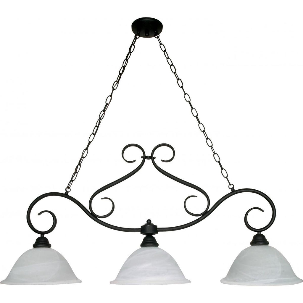 Castillo 3 Light 44" Trestle with Alabaster Swirl Glass Ceiling Nuvo Lighting 