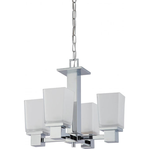 Parker 4 Light Chandelier with Sandstone Etched Glass Ceiling Nuvo Lighting 