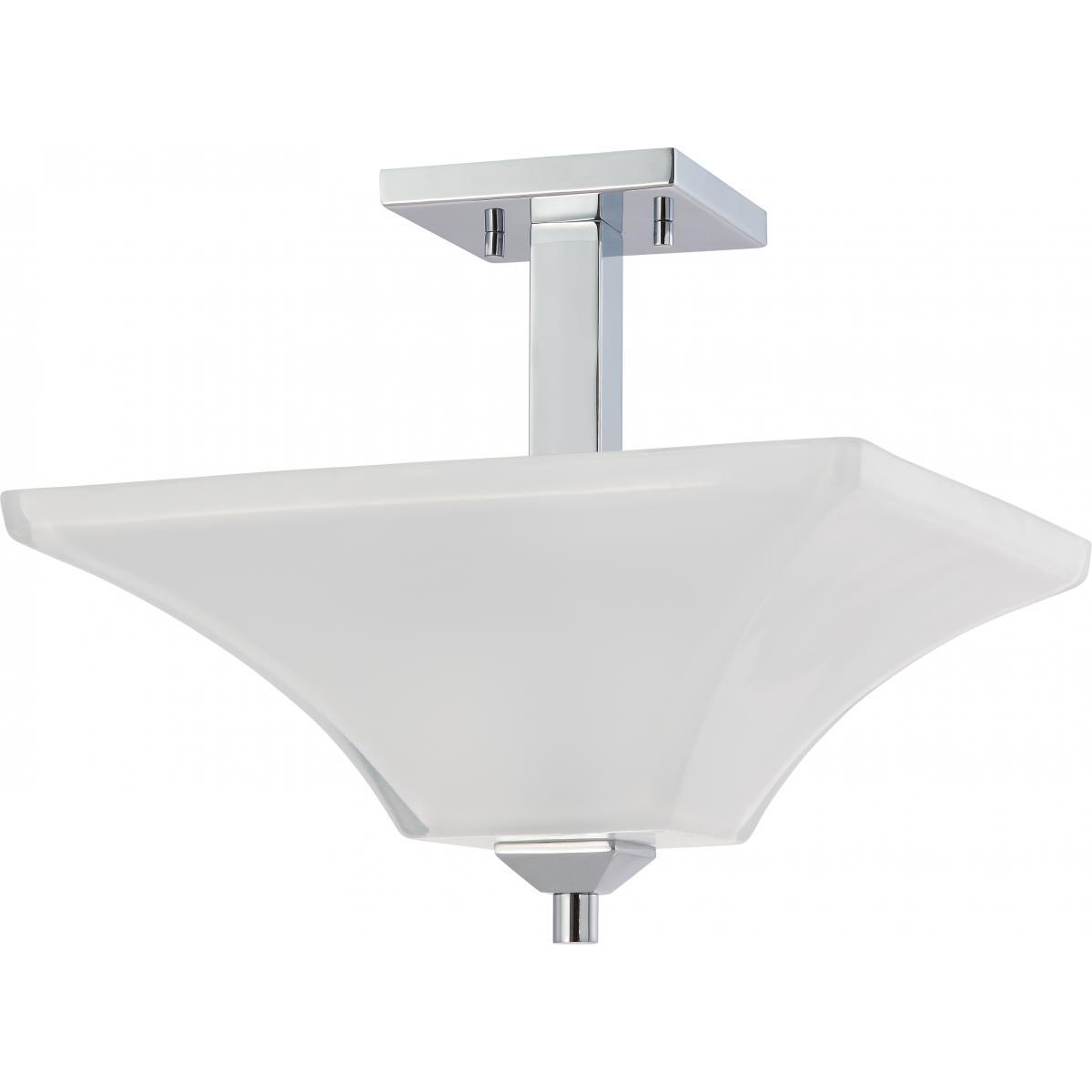 Parker 2 Light Semi Flush Fixture with Sandstone Etched Glass Ceiling Nuvo Lighting 