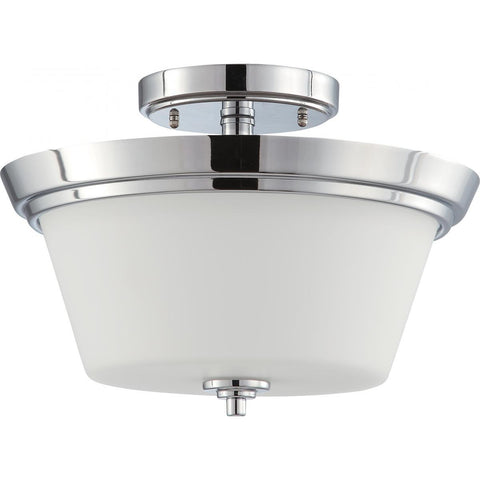 Bento 2 Light Semi Flush Fixture with Satin White Glass Ceiling Nuvo Lighting 
