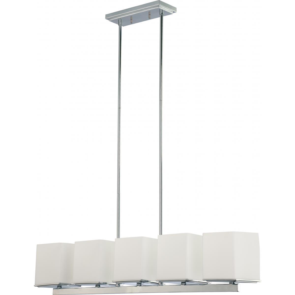 Bento 5 Light Island Pendant with Satin White Glass Ceiling Nuvo Lighting 