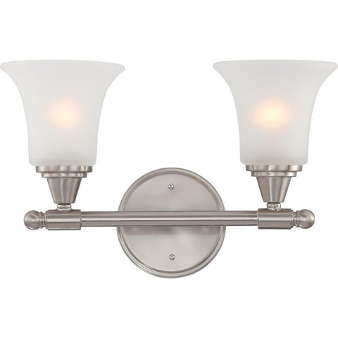 Surrey 2 Light Vanity Fixture with Frosted Glass Wall Nuvo Lighting 