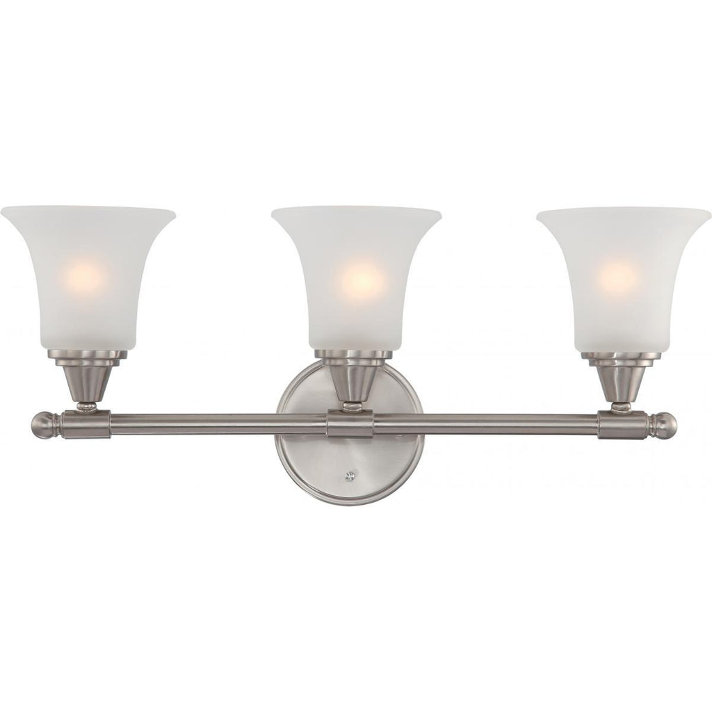 Surrey 3 Light Vanity Fixture with Frosted Glass Wall Nuvo Lighting 