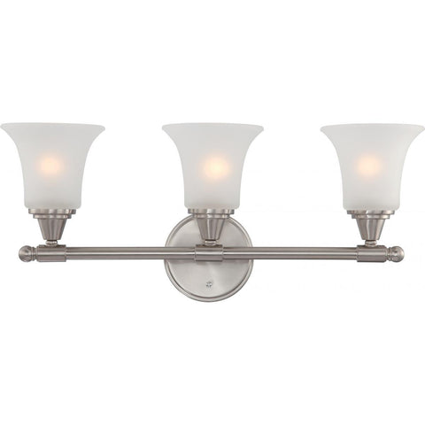 Surrey 3 Light Vanity Fixture with Frosted Glass Wall Nuvo Lighting 