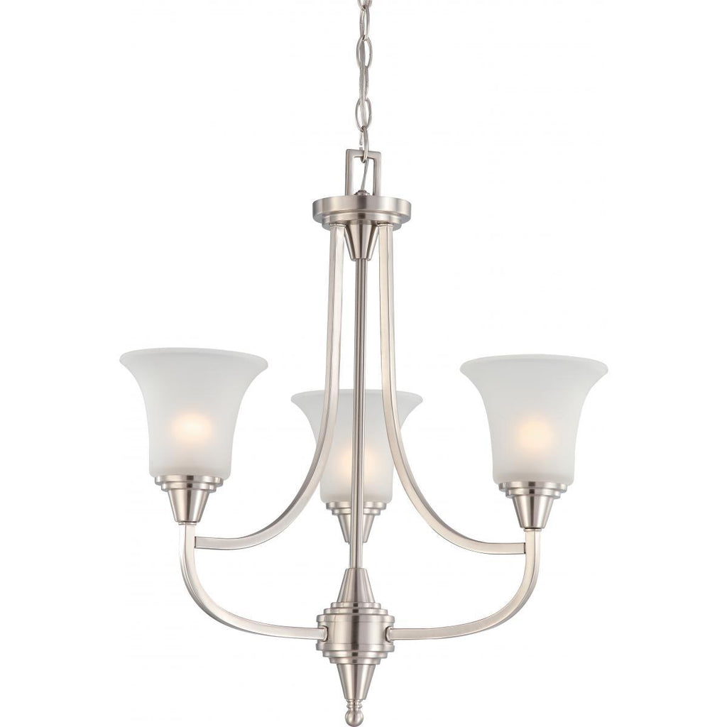 Surrey 3 Light Chandelier with Frosted Glass Ceiling Nuvo Lighting 